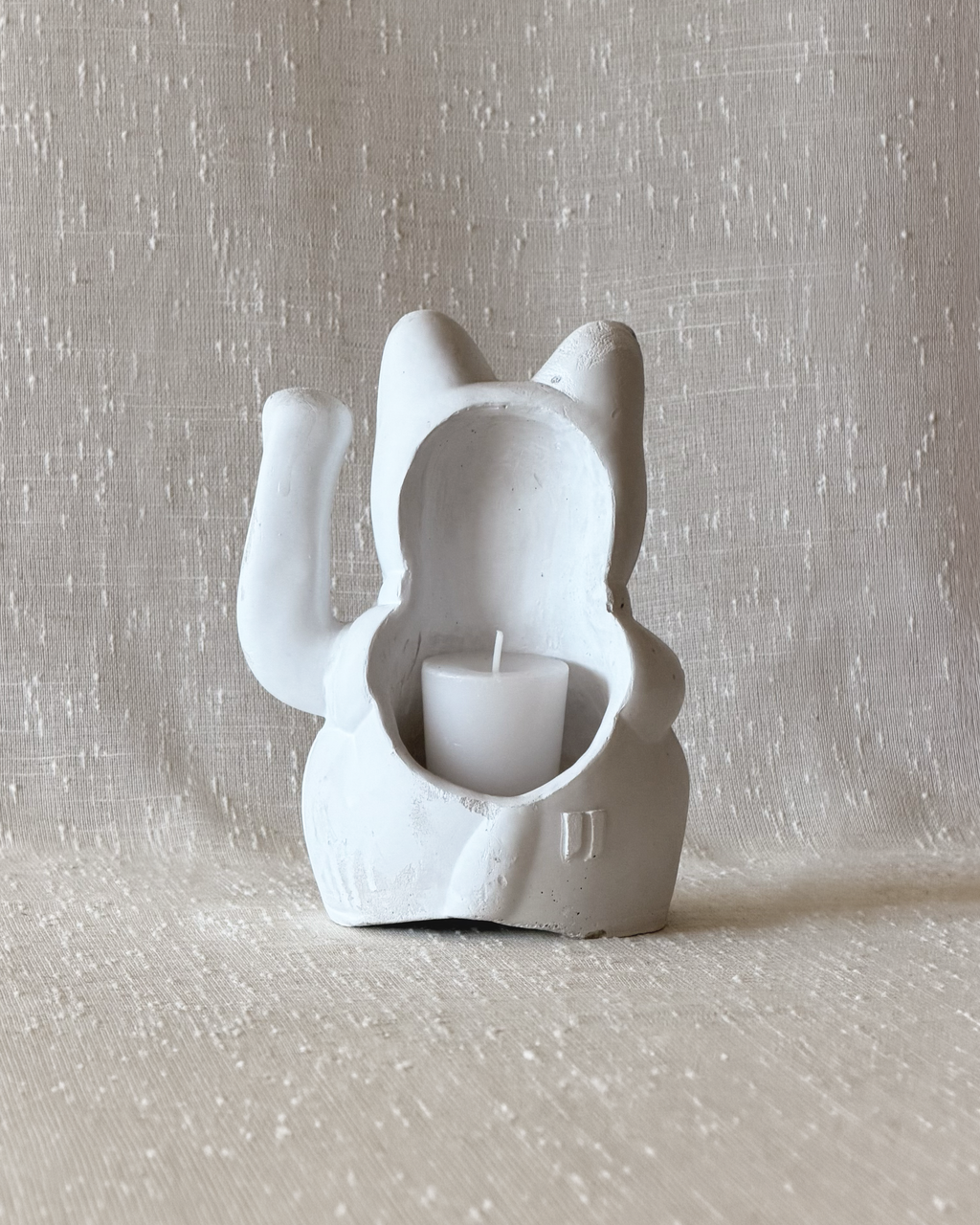 gato de piedra porta vela