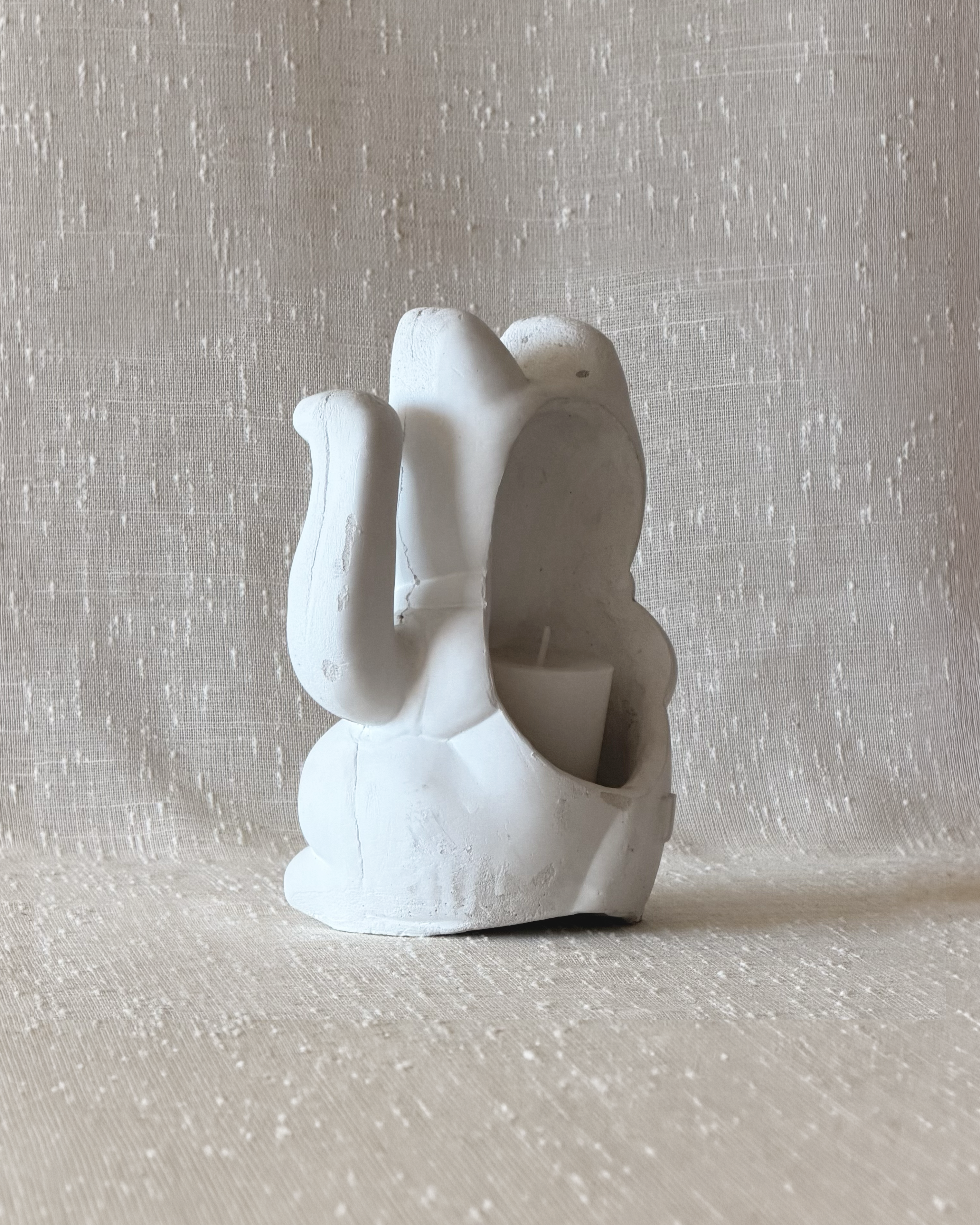 gato de piedra porta vela